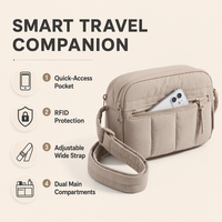 Sac à bandoulière de voyage personnalisé pour femme, petit format, avec pochette de poignet moelleuse et fente anti-RFID, pochette bandoulière pour usage quotidien