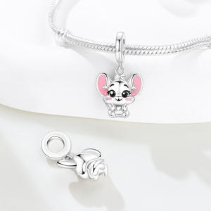 Pendentif souris mignonne en cuivre blanc, design original et haut de gamme, accessoire de bracelet DIY, vente en gros pour femmes - Product Image 3