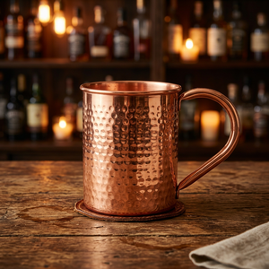 Mug Moscow Mule en cuivre massif martelé à paroi droite 22 oz, anti-fuite, pour les fêtes - Product Image 1