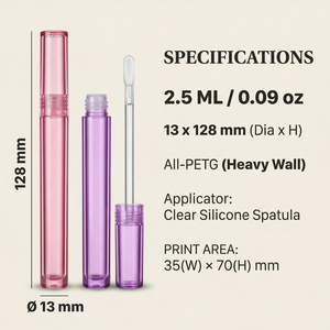 Tubos de Brillo Labial Vacíos de 2.5 ml, Redondos, Altos, Delgados, Mini y con Punta de Silicona - Product Image 5