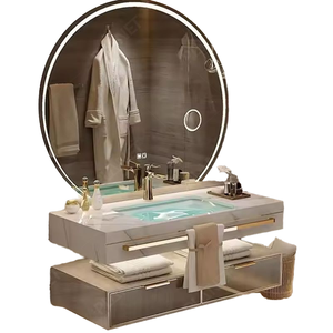 Hiện đại hot-bán nhà máy bán buôn vanities phòng tắm giá cả hợp lý hiện đại ván ép hạt đồ nội thất phòng tắm cao - Product Image 4