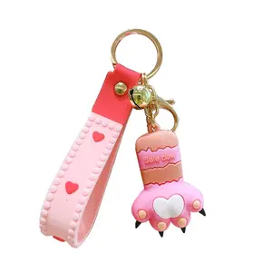 Custom PVC Cute Cat Paw Keychains For Car Keys Key Chain Accessories