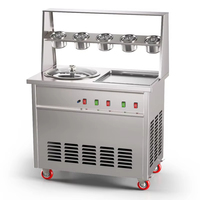 Machine à glace frite automatique à double pot Machine à rouler la crème glacée neuve pour le lait et l'eau pour les jus de fruits et la bouillie
