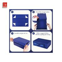 Boîte cadeau pliable en carton avec couvercle à rabat, carton de 2 mm, doublure dorée métallisée, pelliculage mat pour parfum et cosmétiques
