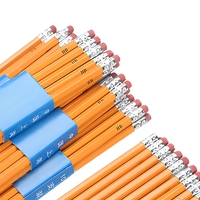 Crayon hexagonal jaune HB en bois de peuplier avec gomme pour le bureau et l'école