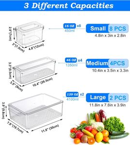 14 Pcs Set Classic Photo <b>Storage</b> Bpa-Free Airtight <b>Plastic</b> Rectangle Stackable <b>Containers</b> 210x185x140mm - Product Image 3
