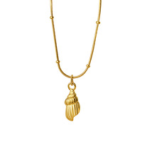 Ocean Series 18K chapado en oro de acero inoxidable Concha colgante collar cadena de eslabones serpiente Clip cuenta para fiestas joyería de estilo caliente