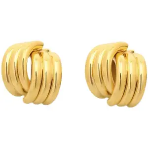 Retro Style Thick Twist Frauen Ohrring Silber Gold Farbe Nicht trüben geometrischen Ohrring Schmuck