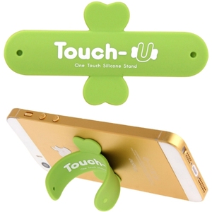 Support de téléphone portable en silicone Touch U vert, support à une touche pour téléphones mobiles - Product Image 1