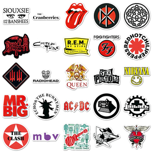 Pack de 56 autocollants classiques de groupes <span class=keywords><strong>rock</strong></span>, ACDC, Rolling Stones, Oasis, The <span class=keywords><strong>Clash</strong></span>, Black Sabbath, autocollants en vinyle découpés à la forme, imperméables - Product Image 3