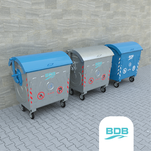 Contenedor de Basura Comercial BDB 1100L con Tapa de Metal Galvanizado en Forma de Domo - Product Image 1