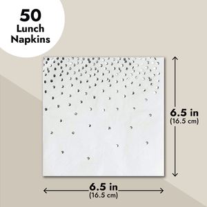 Servilletas de Papel de 3 Capas con Diseño de Puntos Plateados, 6.5 Pulgadas, 4 Pliegues, Paquete de 50 Unidades, Estilo Blanco para Bodas, Cumpleaños y Fiestas, Directo de Fábrica OEM - Product Image 5