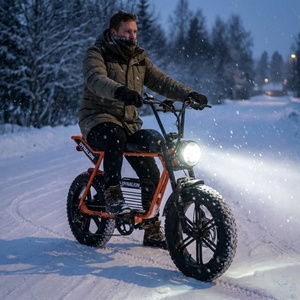 Vélo électrique vintage robuste avec double suspension et pneus antidérapants pour la conduite sur neige hivernale et conditions glacées - Product Image 3