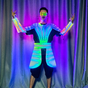 DJ bar Liquor Props Stage Show Performance Glow Suit LED Control remoto Ropa colorida Traje de armadura blanca - Product Image 3