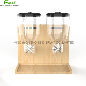 Distributeur de céréales Vino Birch Wood à 2 tuyaux avec poignées ergonomiques et couvercle en bois, modèle personnalisé Vino20221118-2 - Product Image 2