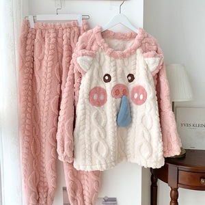 Pyjamas Chauds et Mignons pour Femmes Automne-Hiver 2026, Vêtements de Nuit pour la Maison, Ensembles de Pantalons de Pyjama en Velours Corail - Product Image 5