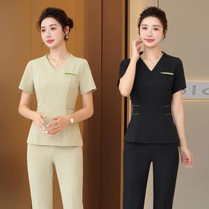 Seragam tunik <span class=keywords><strong>Spa</strong></span> pijat Thai Promosi setelan seragam kerja wanita ahli kecantikan untuk Hotel dan Salon kecantikan - Product Image 2