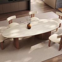 Modernes französisches Esstisch set aus massivem Holz im antiken Stil Teardrop-förmiger Travertin schiefer Retro Amazement Silent Home Furniture