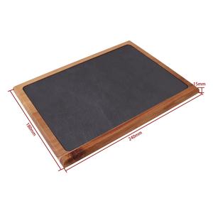 Vaisselle naturelle <span class=keywords><strong>ardoise</strong></span> avec plaque en bois d'acacia planche à steak planche à fromage en bois - Product Image 2
