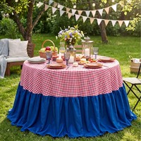 Nappes à volants à carreaux colorblock grande taille pour table à manger, couvre-table de style cour extérieure pour décoration de fête de jardin