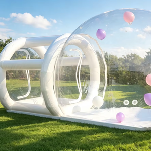 Dôme à bulles gonflable transparent en PVC avec tunnel, <span class=keywords><strong>maison</strong></span> à bulles pour enfants, pour pelouse, <span class=keywords><strong>anniversaire</strong></span>, mariage, <span class=keywords><strong>location</strong></span> avec souffleur - Product Image 1