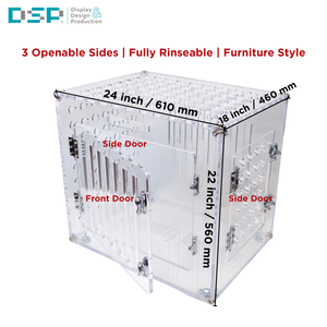 DSP Vietnam Factory Custom Acrylic Pet Cage Furniture Style Clear Dog House with 3 Openable Doors Fully Rinseable Pet Enclosure - Product Image 1