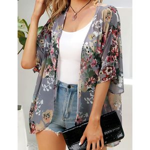 Cardigan Kimono con stampa floreale Premium da donna - Product Image 3
