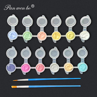 Panwenbo – Lot de 12 couleurs acryliques Mondrian en pot, mini-set de peinture 3/5 ml, non toxique, avec pinceau