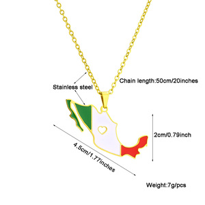 Nuevo México mapa bandera colgante collar para Mujeres Hombres oro plata Color Acero inoxidable encanto moda joyería mexicana regalos - Product Image 2