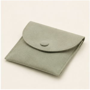 Étui d'emballage pour bijoux en microfibre personnalisé avec rabat à bouton pour carte de bague - Product Image 2