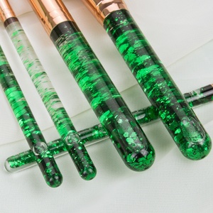 Jessup — pinceaux de <span class=keywords><strong>maquillage</strong></span> personnalisés à paillettes, 7 pièces, en Cristal, paillettes vertes, Kits - Product Image 2