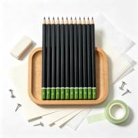Ensemble de crayons personnalisés certifiés EN71 ISO, hexagonaux, pour croquis, HB-6H, corps noir, vente en gros directe d'usine