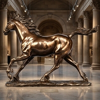 Statue de cheval en bronze personnalisée - Sculpture de cheval galopant avec finition cuivre antique - Figurine mascotte de la Fête Nationale