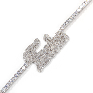 Personalizzabile CZ Cucitura Lettera con Piastra per Tennis Catena Personalizzato Donne/Uomini Rapper <span class=keywords><strong>Gioielli</strong></span> con Zircone Pietra Principale - Product Image 6