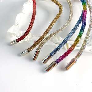 Corde Brillant Diamant Tube Chaîne Ronde Strass Tuyau En Caoutchouc Chaussure Dentelle Strass À Capuche Corde - Product Image 6