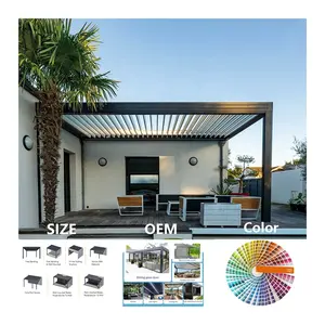Fábrica OEM/ODM Sistema Bioclimático Rainproof Sunshade Alumínio Outdoor Modern Design Jardim Electric Arcos Arbours Pérgolas