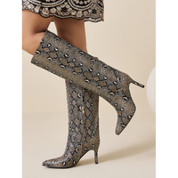 Bottes pour femmes à talon aiguille, style européen et américain, mi-mollet, en similicuir, coupe droite, 6 couleurs en stock