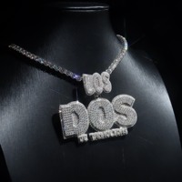 Collier Pendentif Personnalisé Los Dos Iced Out en Moissanite, Argent Sterling 925, Diamant VVS, Bijou Statement Hip Hop pour Rappeur