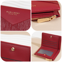 BAELLERRY dompet pendek ramping wanita, dompet koin wanita, dompet ritsleting tempat kartu Mujer