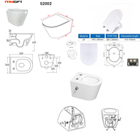 WC mural CE, bidet intégré de style européen, ensemble de salle de bain pour sanitaires publics, avec réservoir de chasse d'eau dissimulé, fabrication usine