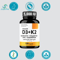 Vitamine D3 K2 120 Capsules avec B6, Zinc, Quercétine et Magnésium |   Soutient l'immunité, l'énergie, la santé des muscles et des os pour les hommes et les femmes