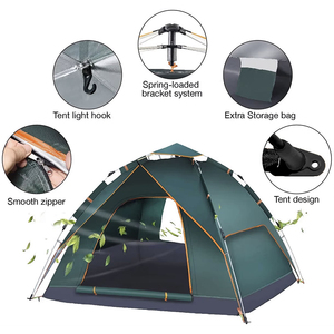 Tente dôme automatique à installation facile Tentes pop-up instantanées étanches à double couche Tente de camping 3 en <span class=keywords><strong>1</strong></span> pour famille 3-4 personnes avec mouche de pluie - Product Image 5