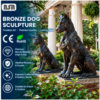 Sculpture de Bouledogue Allemand en Bronze Faite à la Main, Haute Définition, Paire de Chiens Gardeurs en Métal Coulé, Statue pour Entrée de Villa, Art de Jardin