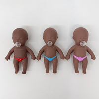 Jouet sensoriel anti-stress en caoutchouc souple à remontée lente, motif bébé mignon noir, en forme de poupée, pour souffler des bulles, expédié depuis l'entrepôt américain