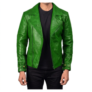 Veste en cuir PU pour hommes, style motard, fabricant OEM, logo personnalisé, veste en similicuir pour hommes, veste zippée pour motards, fournisseur - Product Image 1