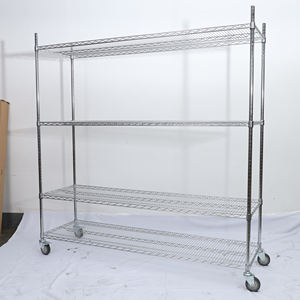 ชั้นวางของอุตสาหกรรมทำจากลวดโครเมี่ยมสำหรับงานหนักแพลตฟอร์มสี่ล้อปรับแต่งได้น้ำหนักได้200กก. สำหรับรถเข็นรถเข็นมือ - Product Image 4