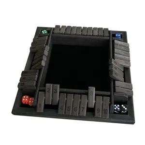 伝統的なシャットザボックスダイス付き大型木製ボードゲームセット4ウェイプレイフリップリッドボックスでボックスをシャットダウン