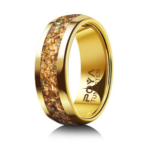 Anello Classico in Tungsteno Dorato da 8mm, Intarsiato con Opale Dorato, Adatto per Feste, Matrimoni o Regali - Product Image 1