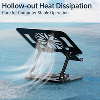 Support de refroidissement pliable à rotation 360° pour ordinateur portable et téléphone portable, idéal pour le gaming, avec fonction de surélévation et dissipation thermique par air.