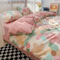 Ensemble de literie en coton brossé 4 pièces de style européen housse de couette drap de lit taie d'oreiller-ensembles de draps et taies d'oreiller